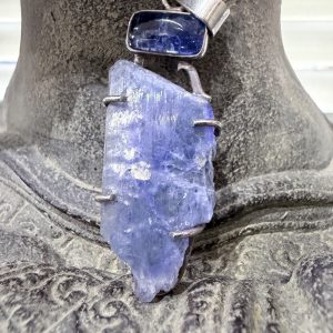 Stunning Raw Tanzanite Pendant Set In Silver